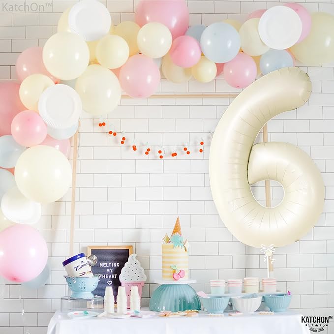 KatchOn, Cream Number 1 Balloons for 1st Birthday - Giant 40 Inch | One Balloon for First Decoration | 1 Balloon Number For The Big One Birthday Decorations | 1st Happy Anniversary Decorations