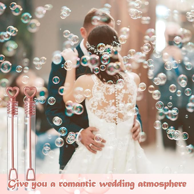 Shappy 100 Pcs Wedding Party Favor Bubble Bulk Rose Gold Key Shape Bubble Wand for Guests Send Off for Recuerdos De Boda Bridal Shower Anniversaries Celebration Goody Bag Stuffers Filler