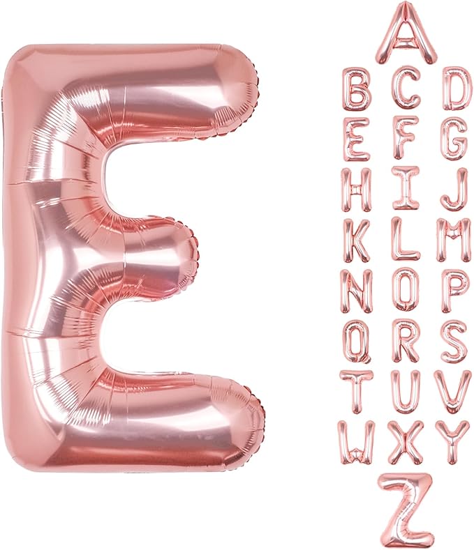 Letter Balloons 40Inch Large Giant big Foil Mylar Rose Gold Balloons E for Birthday Party Decorations