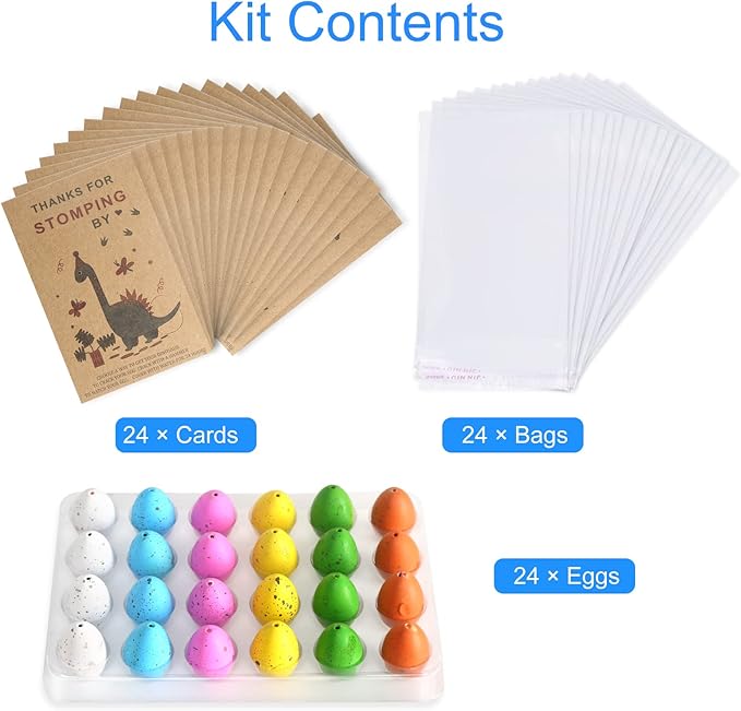 Dinosaur Party Favors Funny Mini Dinosaur Toys Dinosaur Birthday Party Supplies 24 Pack Dino Eggs and 24 Hatching Card Bulk Gifts Novelty Birthday Party Decorations for Kids Boys Girls Toddler