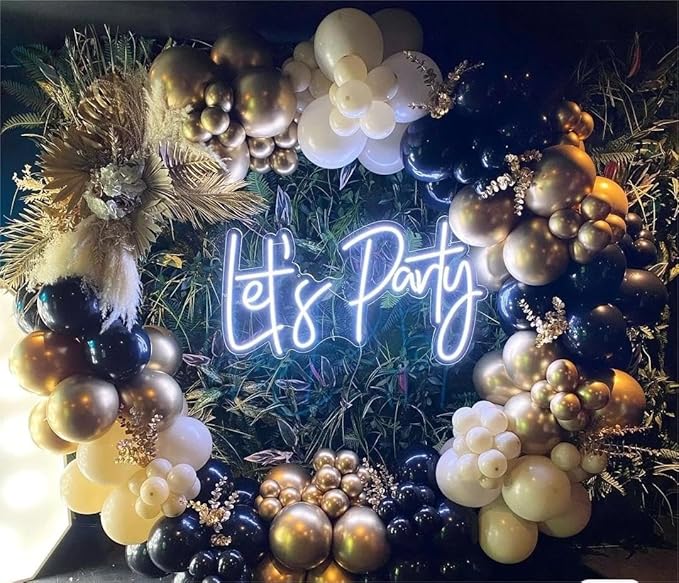 Black Gold Silver Balloons Garland Arch Kit, 141Pcs Latex Balloons Different Sizes 18 12 10 5 Inch for Party Decorations, Wedding Backdrop, Birthday, Baby Shower, Graduation