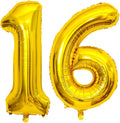 Large Gold 16 Number Balloons, 40 Inch Jumbo Number 16 Balloon, Gold Foil Mylar Balloons for Girl Sweet 16th/61th Birthday Party, Anniversary Decorations