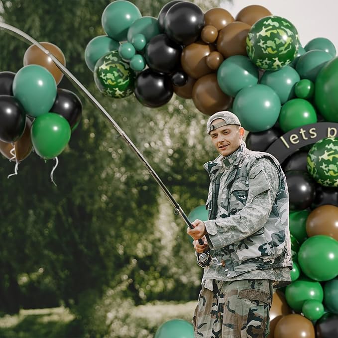 Camouflage Balloon Arch for Army Birthday Party Decorations, Green Brown Balloon Garland Kit for Military Camo Army Theme Party, Camo Balloon Arch for Hunting Soldier Jungle Birthday Baby Shower Party