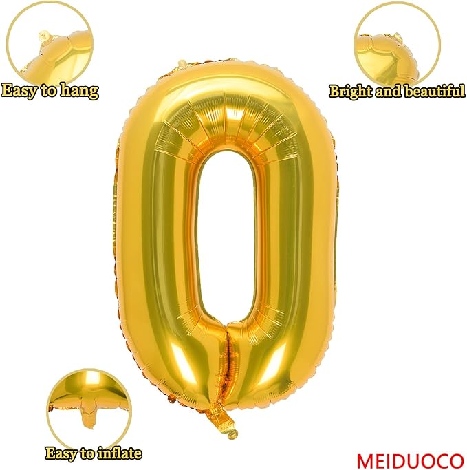 32 Inch Gold Number 0 Balloons Foil Ballon Digital Birthday Party Decoration Supplies (Gold Number 0 Balloon)