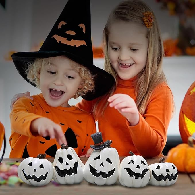 Hodao Halloween Pumpkin Decorations Indoor Halloween Decorations Clearance for Table/Halloween/Window/Present Box/Gift/Courtyard Corridor (White Pumpkin)