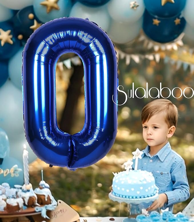 40Inch Navy Blue Number 0 Balloon Large Helium Royal Blue Number Balloons 0-9 Giant Digital 0th Foil Mylar Big Party Balloon for Boy Birthday Party Anniversary Graduation Decorations