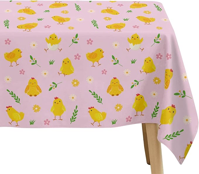 Chicken Party Decorations Tablecloth for Kid's Birthday Baby Shower, 3pcs Disposable Farm Animal Barnyard Pink Little Chick Birthday Party Supplies Tablecover, 86in x 55in