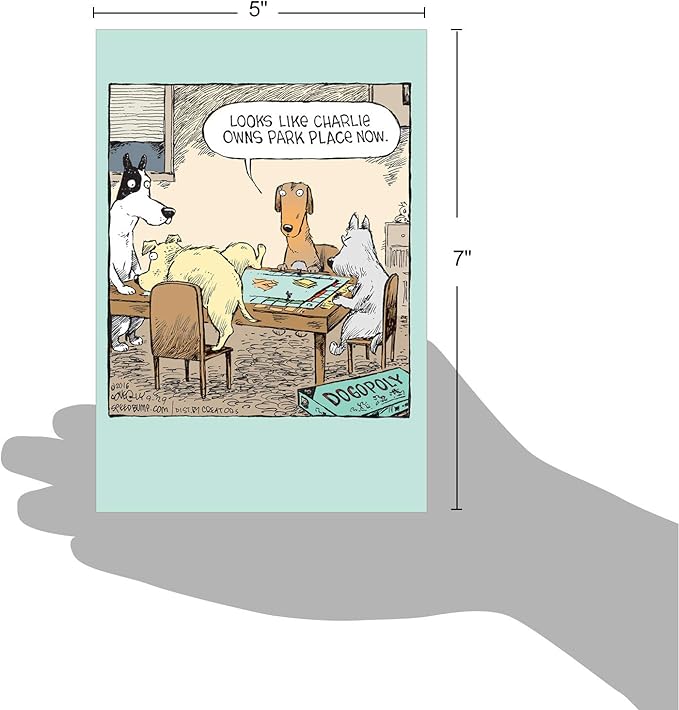 NobleWorks - 1 Humor Birthday Dog Card with Envelope - Funny Puppies Cartoons for Birthday Greetings, Celebration Notecard - Dogopoly C3986BDG