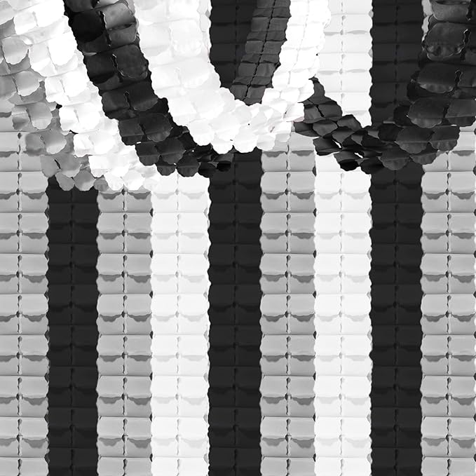 Black and Sliver-White Birthday Party-Decorations - Garland Streamers Banner Backdrop New Years Graduation Decorations 2026, Birthday Engagement Wedding Baby Bridal Shower Supplies Decor Garsellen