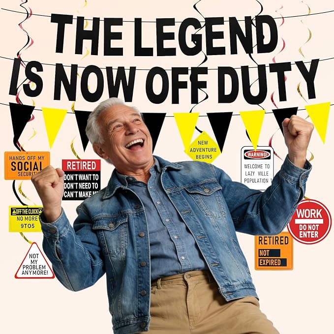 Retirement Party Decorations, Industrial Style Happy Retirement Decorations for Women & Men with Banner, Hanging Swirls and Honeycomb Centerpieces