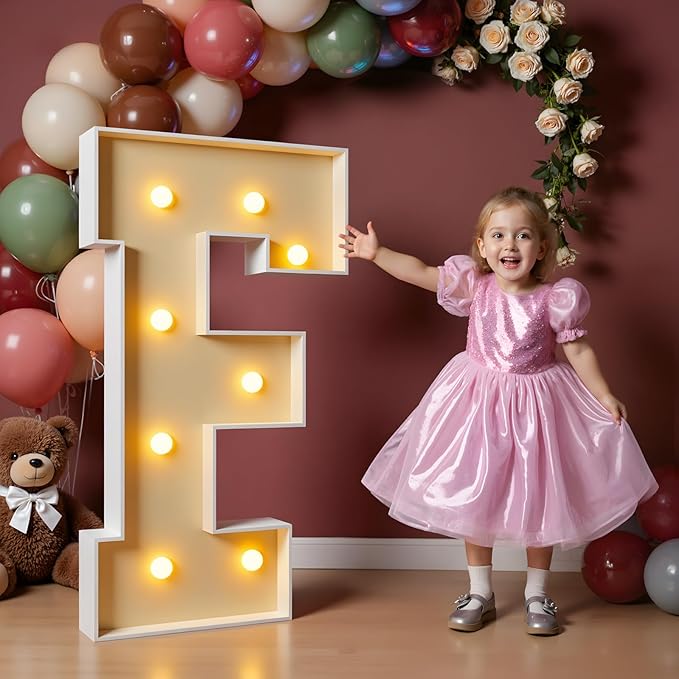 imprsv 3FT Block Marquee Letters Light Up Letters for Birthday Baby Shower Party Backdrop Decor, Large Light Up F for Wedding Decorations Engagement Party Decorations