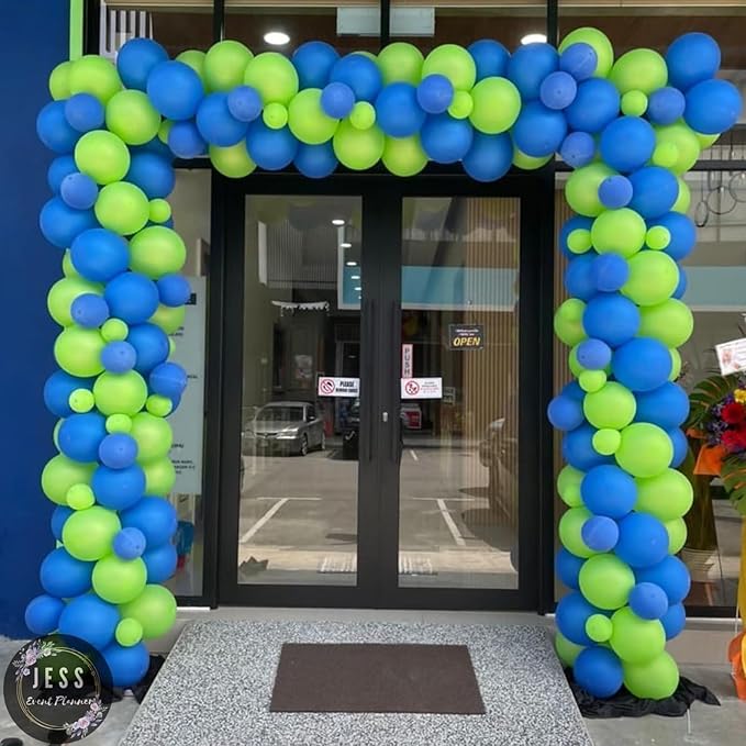 Blue and Green Balloon Arch Kit, 100pcs Sky Blue Green Balloon Garland Kit with Different Sizes 18/12/10/5 inch Balloons for Birthday Wedding Engagement Baby Shower Jungle Safari Party Decorations