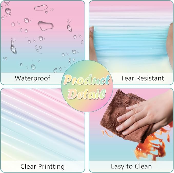 3 Pack Rainbow Tablecloth, Pastel Table Cloths for Parties Rainbow Princess Plastic Table Cloth Birthday Party Colorful Disposable Tablecloth for Pastel Birthday Party Decorations 54x108 Inch