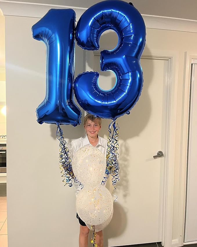 40 Inch Number Blue 3 Balloon,Large Dark Blue Foil Number Balloons 3rd 13 23 30 for Boys Girls,Digit Three Balloons Birthday Anniversary Events Party Decorations Supplies