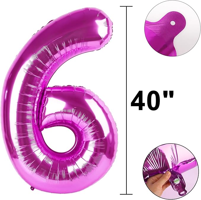 40 Inch Large 26 Balloon Numbers Rose Purple Big Foil Number Balloons Giant Helium Happy Birthday Party Decorations for Man and Women, Huge Mylar Anniversary Party Supplies