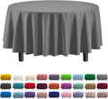 Party Solids Pack Of 6 Premium Plastic Tablecloth 84 Inch Round Plastic Table Cover - Silver