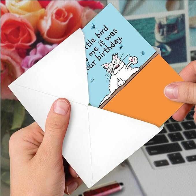 NobleWorks - 1 Awesome Birthday Greeting Card - Cartoon Art, Happy Funny Bday Note - Little Bird C9592BDG