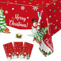 Staraise 3PCS Christmas Tablecloth, Red Rectangular Plastic Christmas Tablecloth, Winter Snowflake Snowman and Santa Claus Disposable Table Cover for Party Picnic Dinner Decor, 51.2X 86.6inch