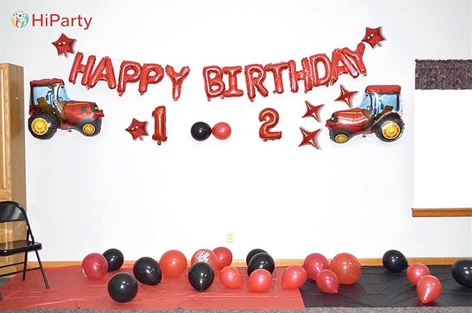 Happy Birthday Balloons Banner, Red 16 Inch Mylar Foil Letter Balloons with 6pcs Star Balloons, Birthday Party Decorations for Kids Girls Women Adults Birthday Party Supplies