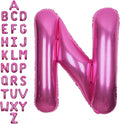 SUWEN 40 Inch Hot Pink Large N Letter Balloons Big Foil Helium Letter Balloons A-Z Jumbo Mylar Happy Birthday Party Decorations for Woman Anniversary Party Supplies