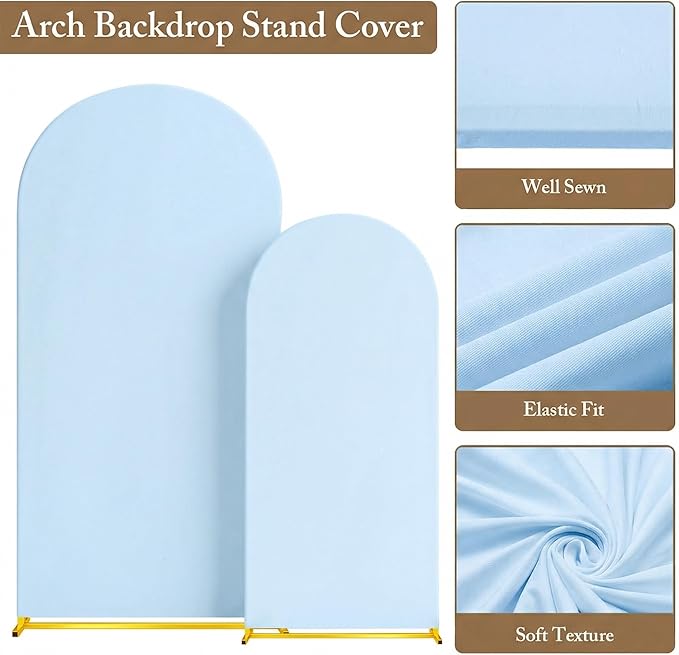 Metal Arch Backdrop Stand and Cover Set, 8FT, 6.6FT Party Backdrop, Easy to Assemble, Backdrop Stand for Parties, Birthday, Baby Shower
