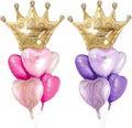 Crown Princess Balloons Pink Purple And Gold Set Of 2 Foil Helium Mylar Balloons,For Unicorn Princess Birthday Party Decorations Baby Shower Supplies