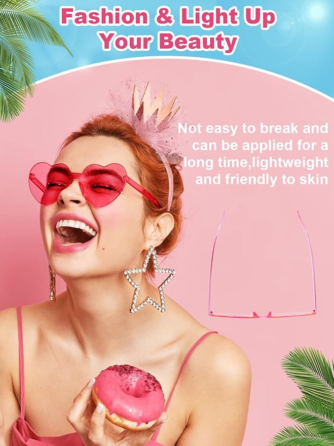 12 Pairs Heart Shaped Sunglasses for Women Colorful Glasses Fun Trendy Transparent Heart Sunglasses Party Favor