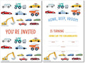 Soiceu Cute Transportation Birthday Invitations with Envelopes Set of 20 Cars Truck Vehicle Birthday Party Invites for Boys Girls