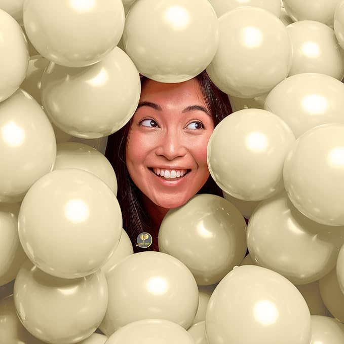 AFTERLOON® Biodegradable Mini Balloons 100 pcs Ivory Cream 5 Inch, Matte Color Thickened Extra Strong Latex Helium Float, Baby Shower Gender Reveal Garland Arch Wedding Birthday Party Decorations