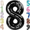 40 Inch Number 8 Balloon, Line Black 8 18 28 80 Birthday Balloons for Men Boys, 8th Birthday Decorations Party Supplies, Wedding, Graduations