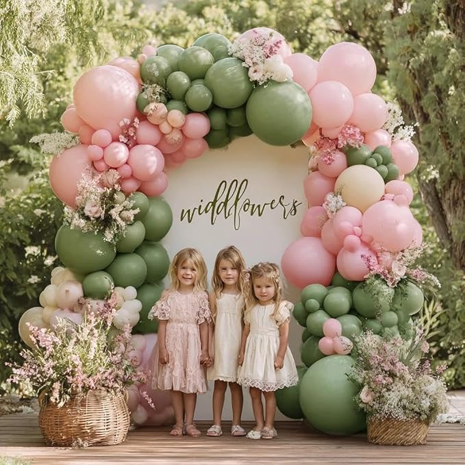 Double Stuffed Sage Green Balloons Retro Olive Green Balloon Garland Kit Different Sizes 18/12/5 Inch Pastel Avocado for Easter Birthday Baby Shower Wedding Jungle Safari Spring Party Decoration