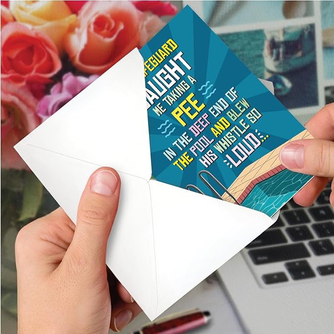 NobleWorks - 1 Funny Birthday Paper Card w/ 5 x 7 Envelope For Men, Women - Bday Deep End C8646BDG