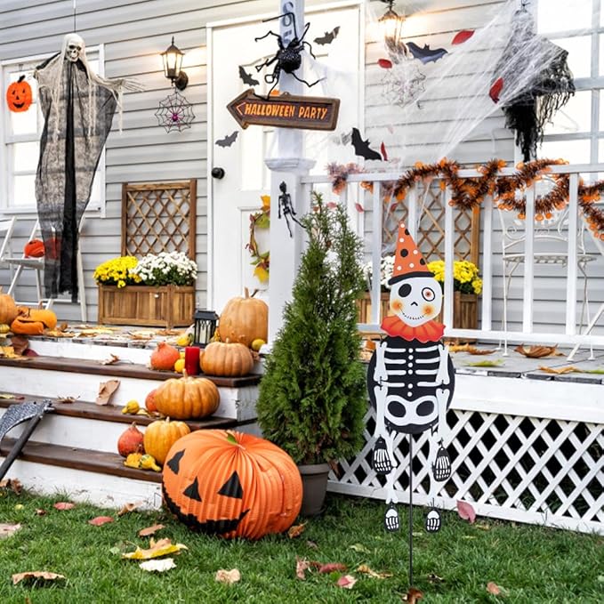 hogardeck Halloween Decorations Outdoor, Metal Skull Decorative Garden Stakes for Halloween Decor, Metal Yard Signs for Outside Garden Lawn Porch Party Decorations