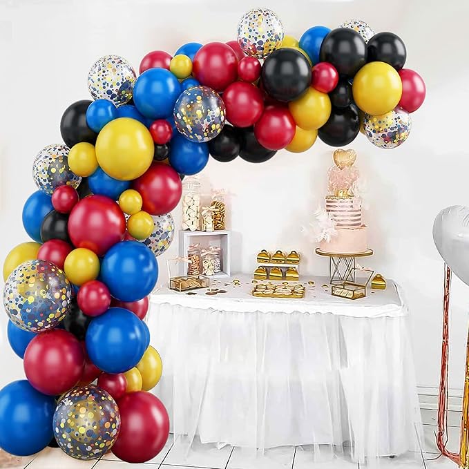 Balloon Arch Garland Kit, 101PCS Blue Red Black Balloons Arch Balloon Garland Kit With Confetti Party Balloons For Birthday Decoration Wedding Baby Shower Decoration Party Supplies