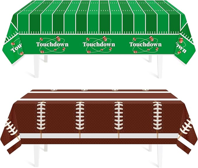 Football Party Decorations,2 Pack Football Tablecloth Disposable Plastic Tablecloth 54" x 108",Football Birthday Party Decor,Football Table Cloth for Rectangle Tables,Football Party Supplies for Home