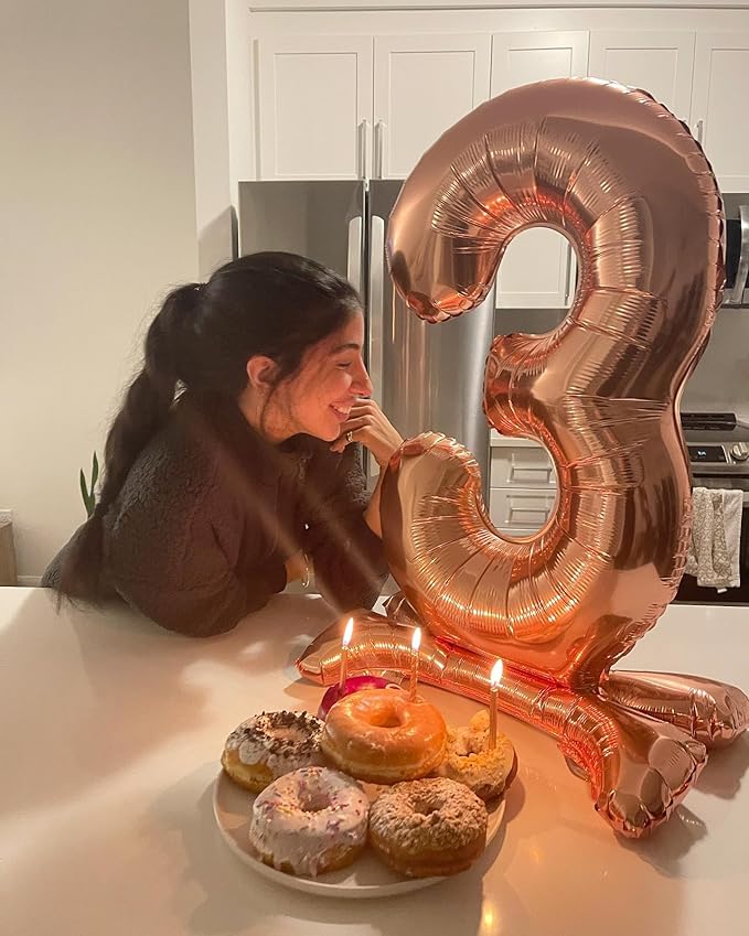 Rose Gold Number 13 Balloon 40 inch, 13 Number Balloons, 13th Birthday Decorations for Girls Boys, 13 Year Old Rose Gold Party Supplies