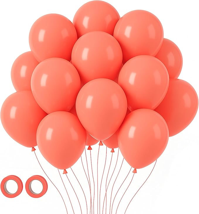 105pcs Coral Red Balloons 12inch Party Latex Balloons for Boys Girls Birthday Baby Shower Gender Reveal Wedding Sunflower Party Decorations