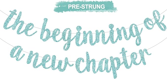 BEISHIDA The Beginning of A New Chapter Banner,Farewell Book Themed Housewarming Party Congratulations Decorations,Going away party Garland,Graduation Sign 2026 Banner,retirement Supplies,Baby Blue