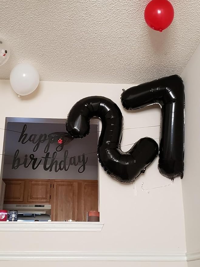 7 Balloon Black Number, 17th Birthday Decorations For Boys And Girls, 40 Inch Big Balloons for 7, 17, 27, 70 Birthday, Wedding Anniversary, Christmas, New Year, Halloween Party Decoration