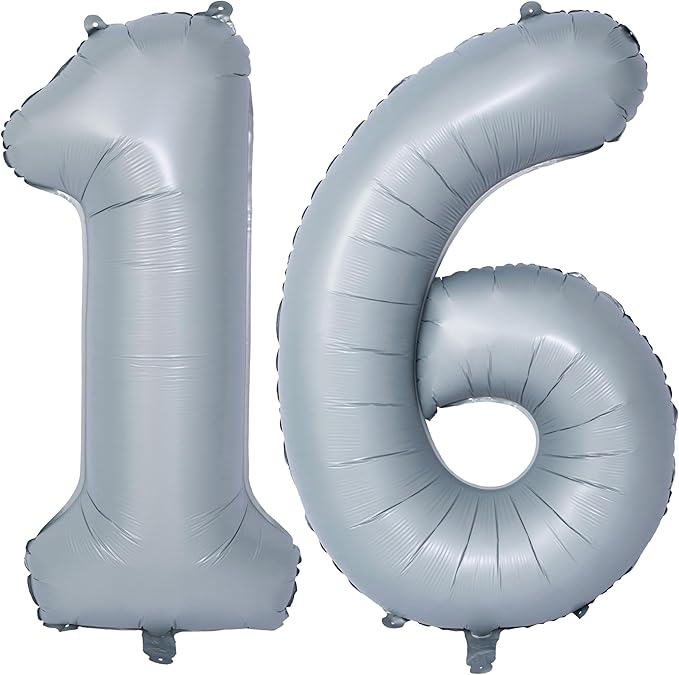 40 In Matte gray Number Balloons Helium Foil Mylar Balloon Birthday Party banquet Decoration 16