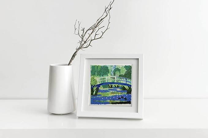 Claude Monet's Water Lilies and Japanese Bridge (1899) Quilling Art Greeting Card,Design Greeting Card for Birthday, Valentine's Day, Get Well, All Occasion. Framable Artwork for Art Lovers