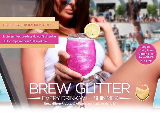 Brew Glitter Edible Glitter for Drinks, Cocktails, Beer, Garnish & Beverages (Teal, 4 Grams)