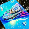 Musical Cruise Ship Pop Up Card, Light & Music Dad Birthday Cards, 3D Father's Day Card, Music Pop Up Birthday Card, Happy Anniversary Card, for All Occasion with Envelope.