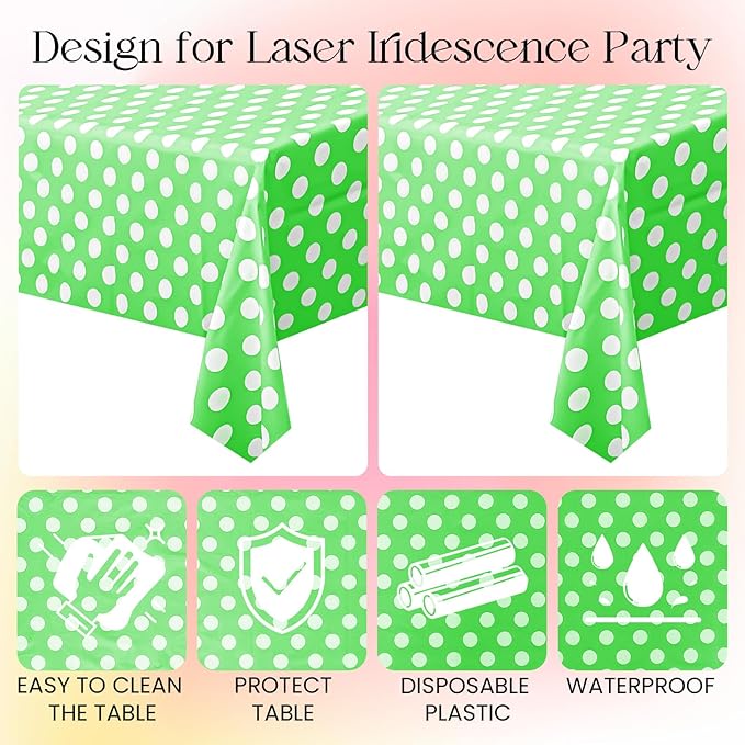 1 Piece Lime Green Polka Dot Rectangle Tablecloth - 54x72“ Decorative & Stain Resistant Table Cloth with Polka Dot Pattern, Table Cover for Dining Table, Buffet, Wedding, Camping, Party & Wedding