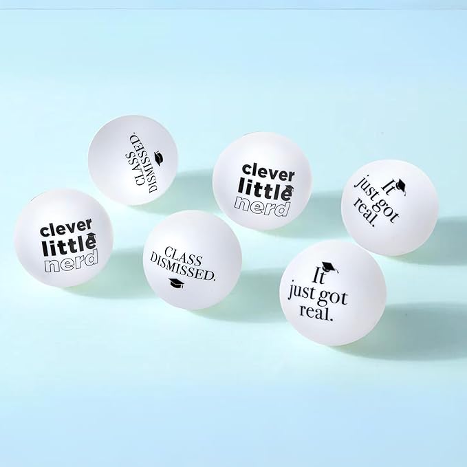 Amscan Bold Black & White Plastic Pong Balls - 1.5" (Pack of 6) - Premium Material, Unique Decoration - Perfect for Graduation Day Parties & Events