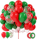 Red and Green Balloons, 80Pcs 12inch Christmas Red Green Latex Balloons Confetti Balloons with 1 Ribbon for Christmas Birthday Baby Shower Wedding Graduation Party Decorations
