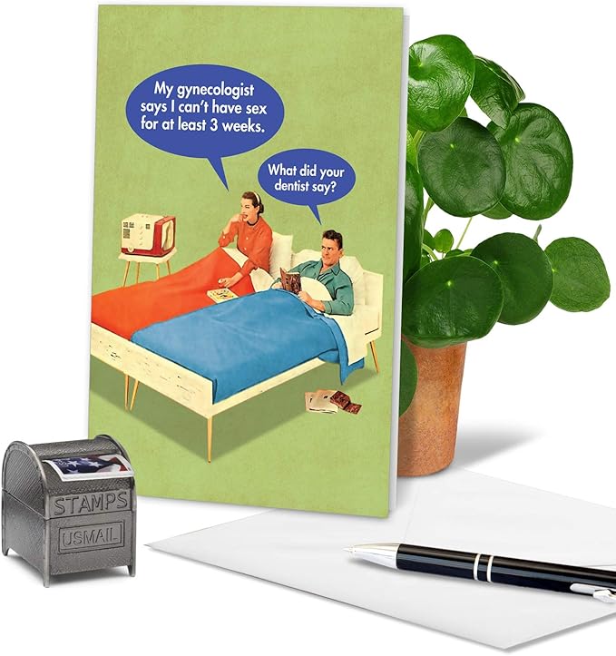 NobleWorks - Humorous Birthday Greeting Card with 5 x 7 Inch Envelope (1 Card) Bday Dentist Say Birthday 5585Z