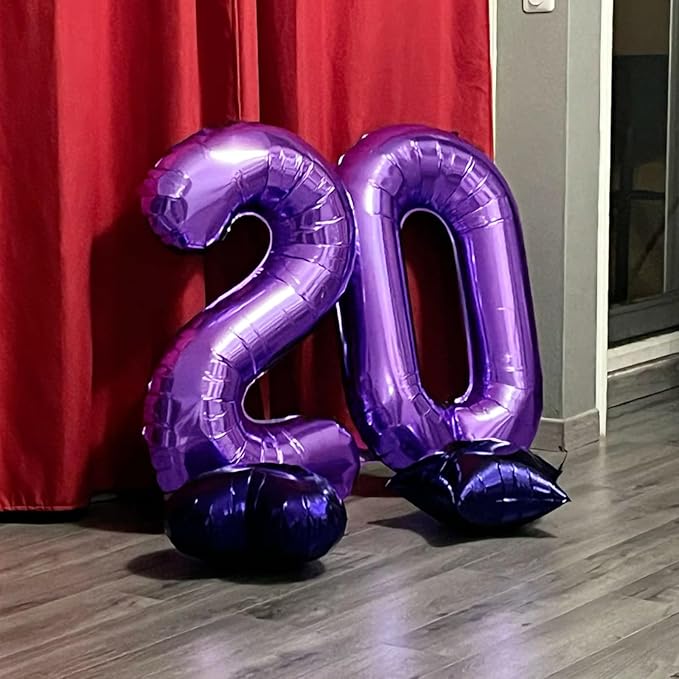40 Inch Purple Number 10 Digital Balloon,Jumbo Mylar Foil Helium Balloon for 10 Balloons for Birthday Party,Wedding Anniversary Party Decorations