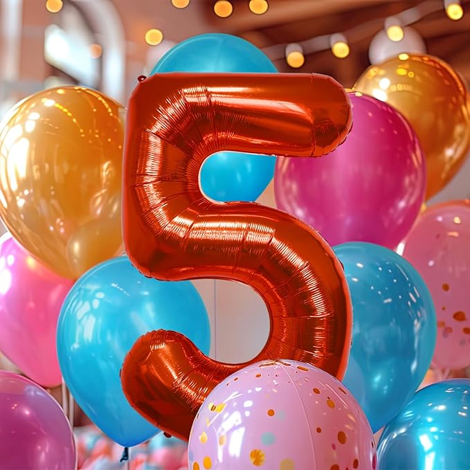 40 Inch Large Red Number Celebration and Decoration Balloon for Birthday Parties, Graduations, Anniversaries, Weddings, Photo Shoots, Special Events - Helium Foil Mylar (Red Number 5)