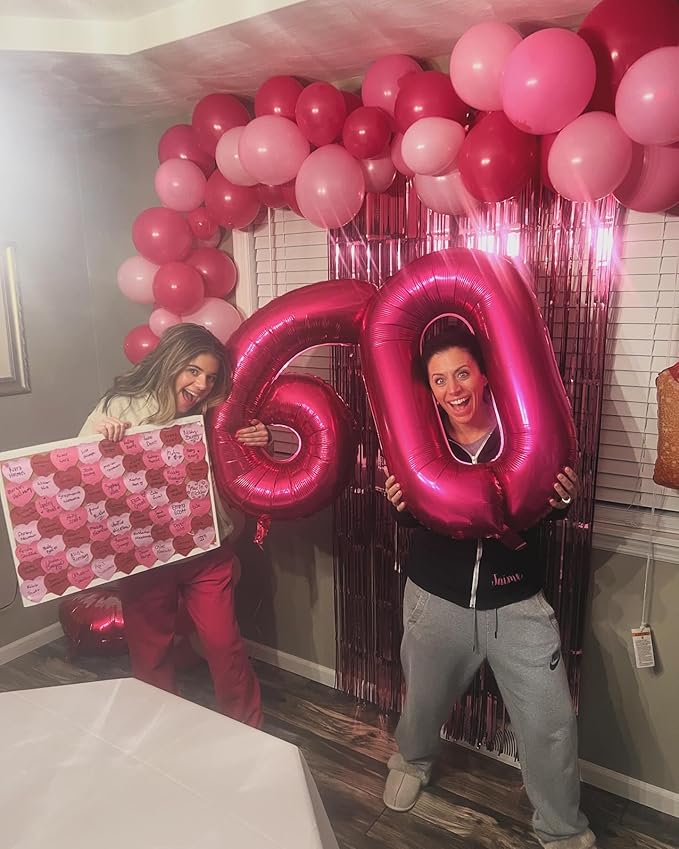 Hot Pink Number 0 Balloon 40 Inch, 0 Balloon Number for 10th 20th 30th 40th 50th 60th Birthday Decorations, Hot Pink Party Supplies